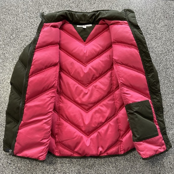 Tommy Hilfiger Jacket Womens S Down Fill Puffer Olive Green Pink VTG Y2K 04' - Picture 6 of 9